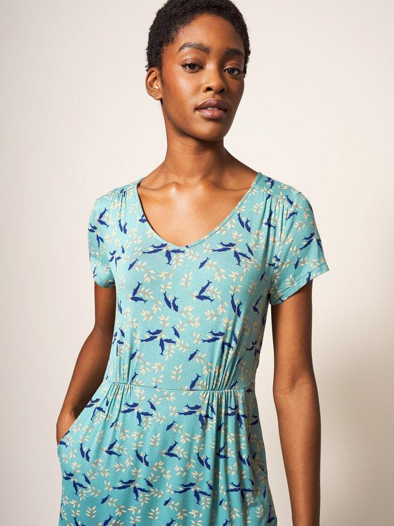 Tallie Jersey Dress in GREEN MLT - MODEL DETAIL