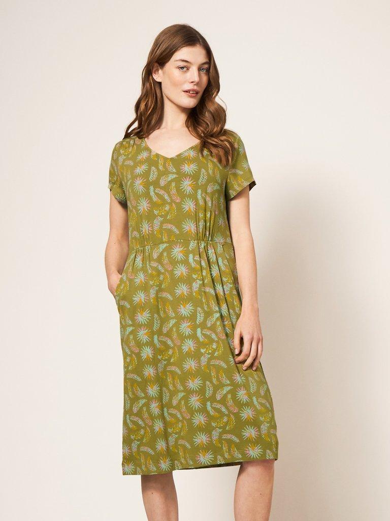 Tallie Jersey Dress in GREEN PR - MODEL FRONT