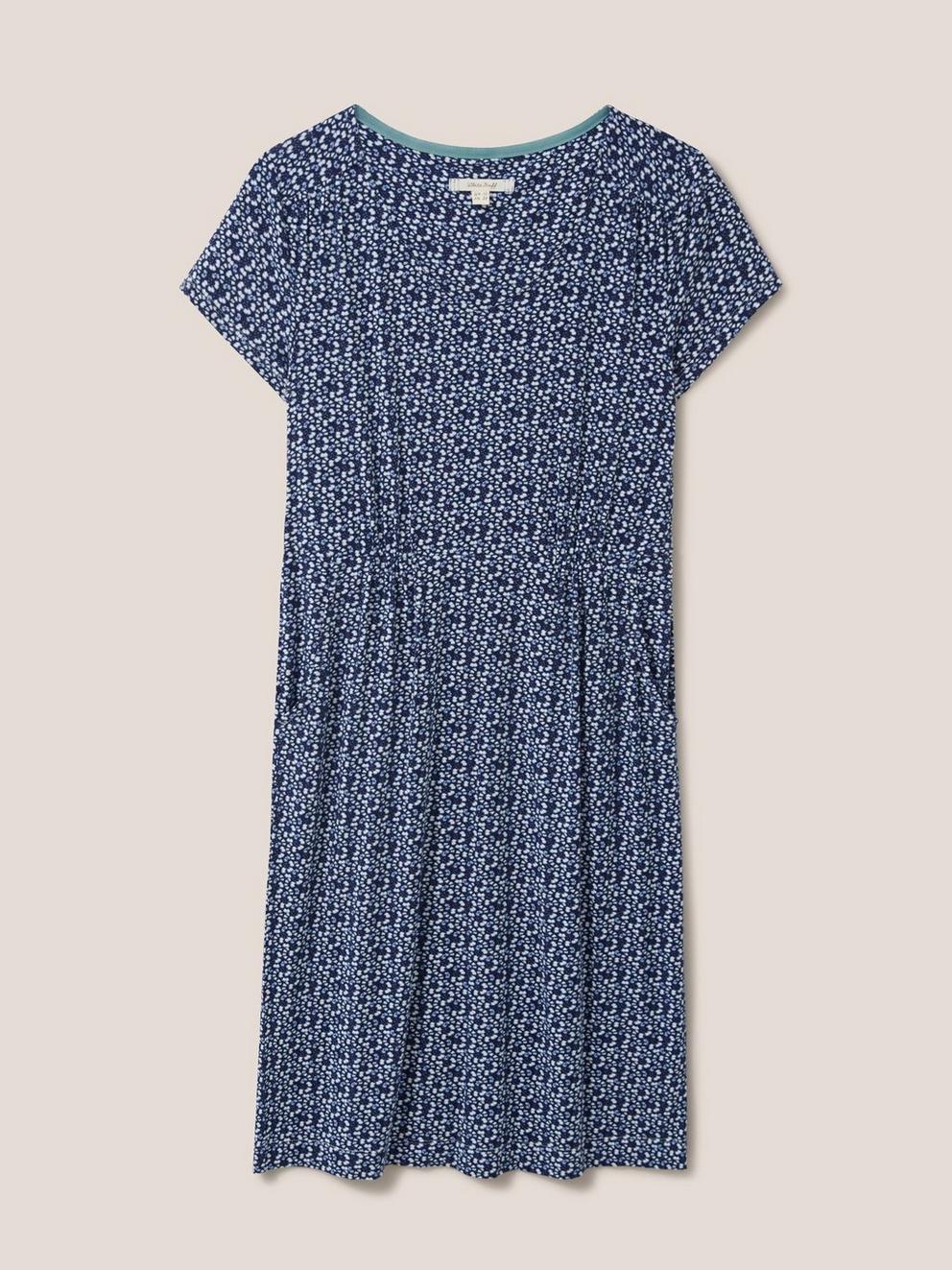 Tallie Jersey V Neck Dress in IVORY MLT - FLAT FRONT