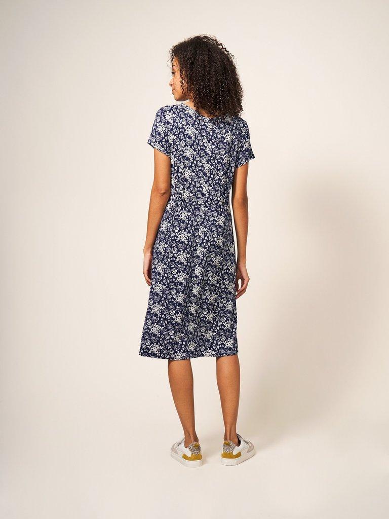 Tallie Jersey Dress in NAVY MULTI - MODEL BACK