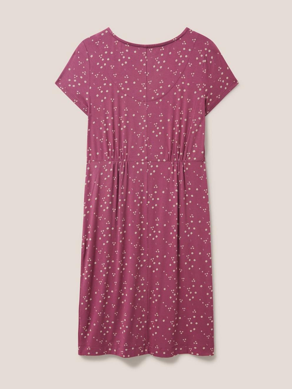 Tallie Jersey V Neck Dress in PLUM MLT - FLAT BACK