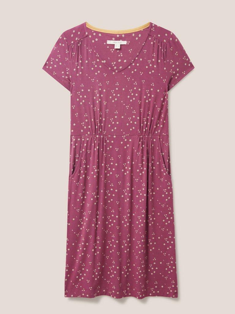 Tallie Jersey Dress in PLUM MLT - FLAT FRONT