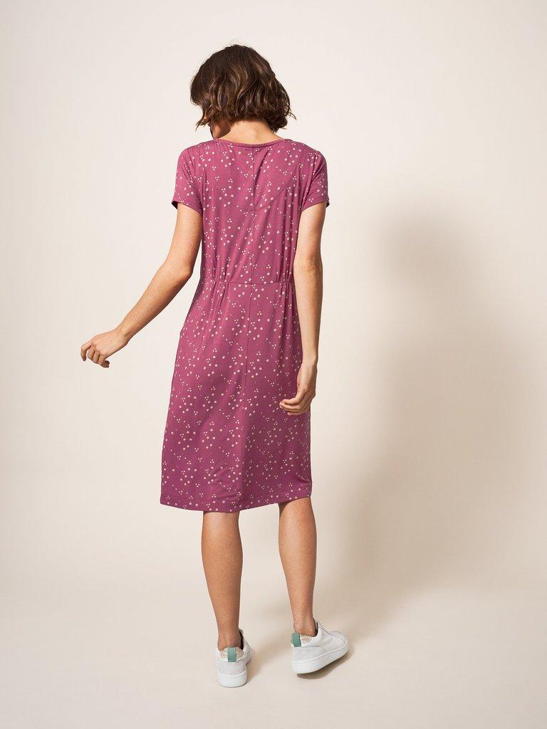 Tallie Jersey Dress in PLUM MLT - MODEL BACK