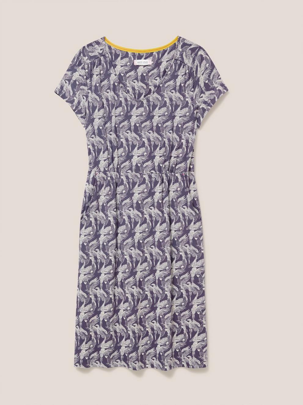 Tallie Jersey V Neck Dress in PURPLE MLT - FLAT FRONT