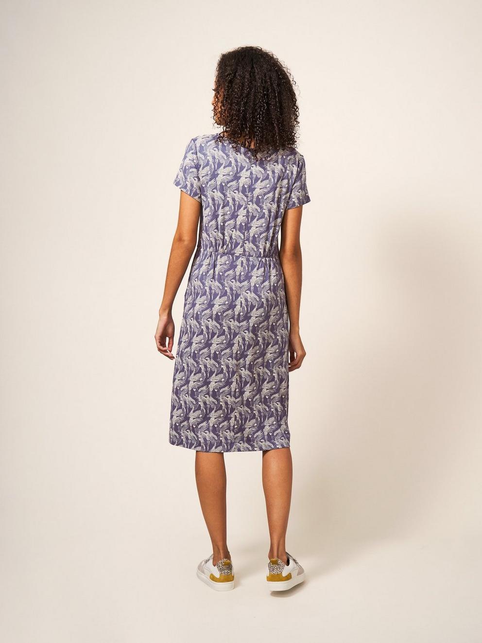 Tallie Jersey V Neck Dress in PURPLE MLT - MODEL BACK