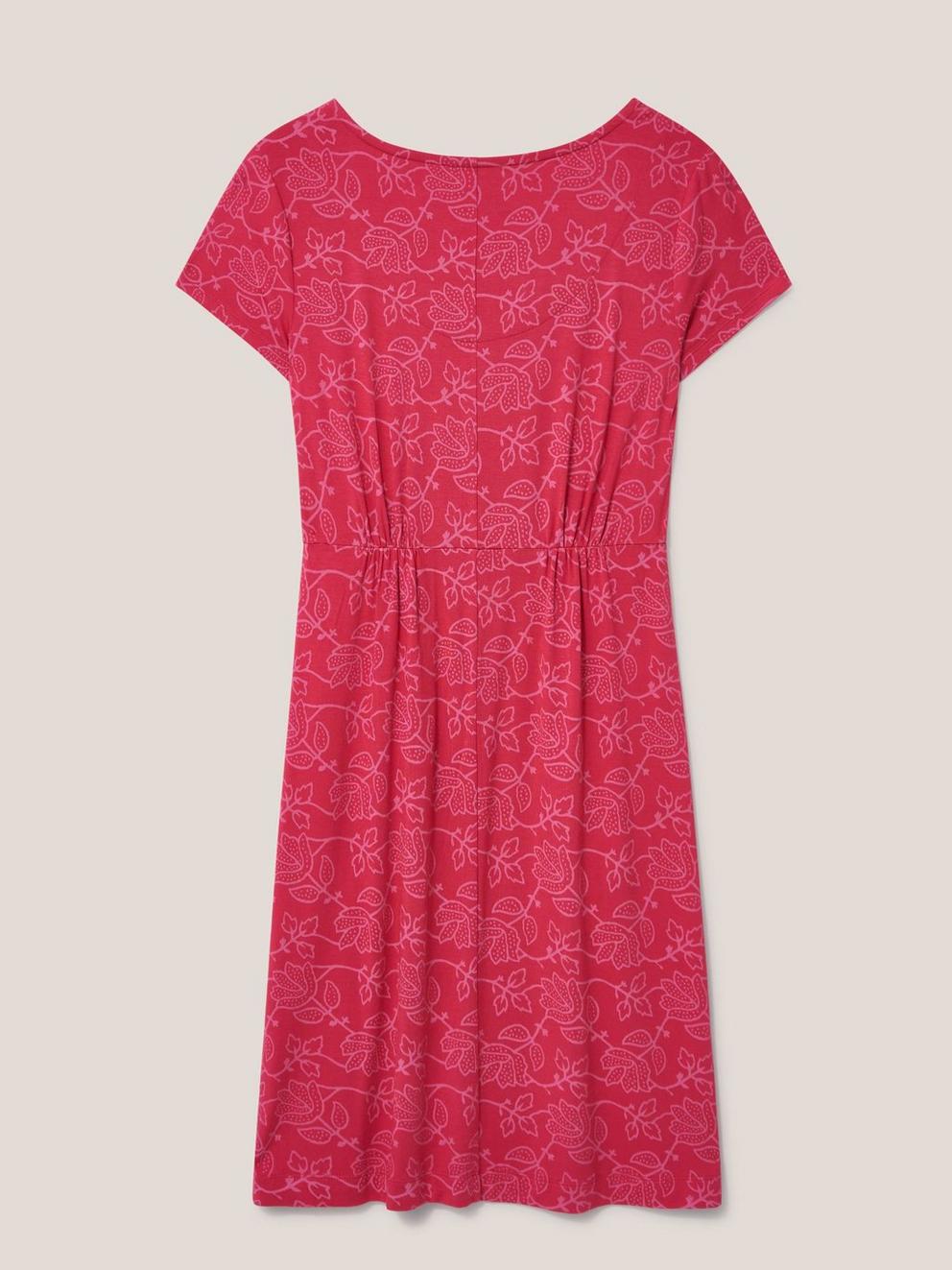 Tallie Jersey V Neck Dress in RED MLT - FLAT BACK