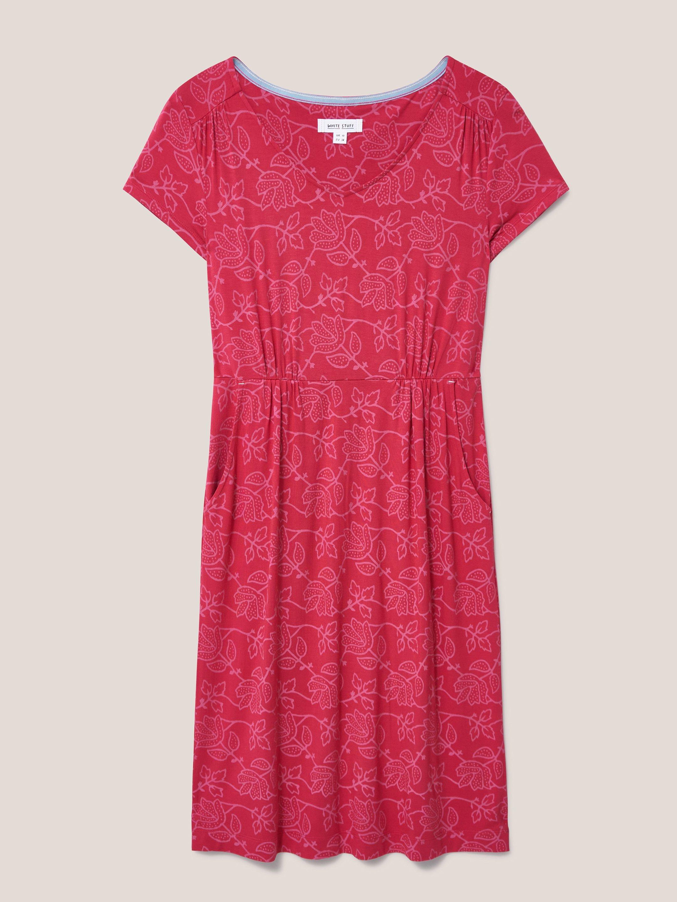 Tallie Jersey Dress in RED MLT - FLAT FRONT