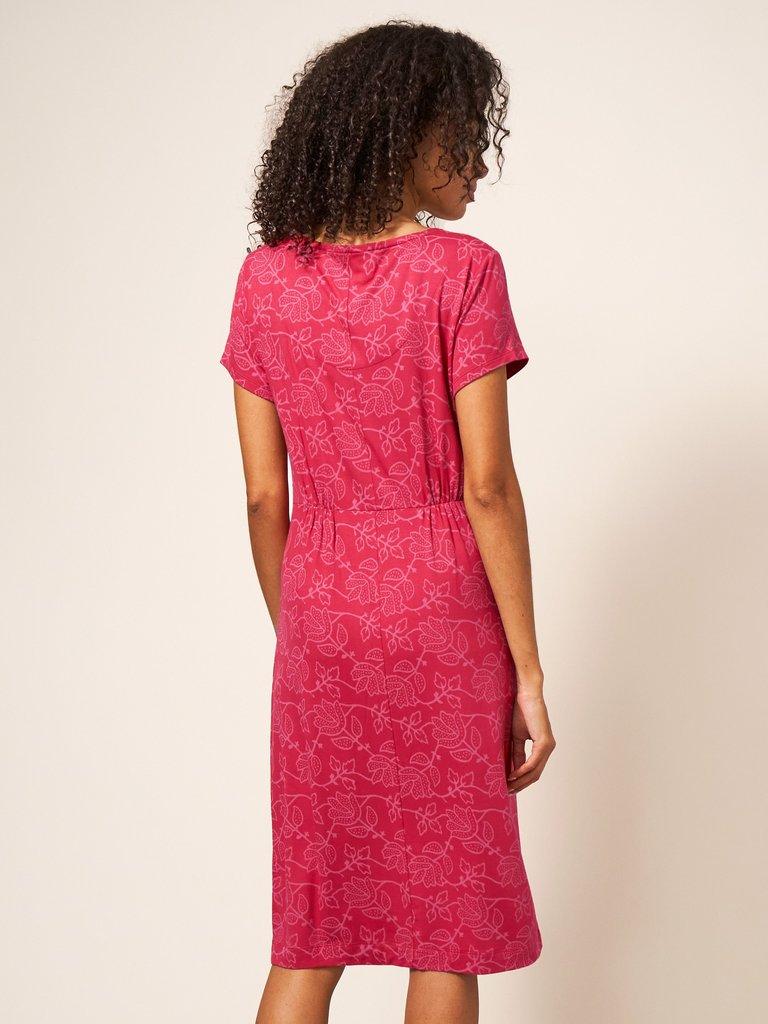 Tallie Jersey Dress in RED MLT - MODEL BACK