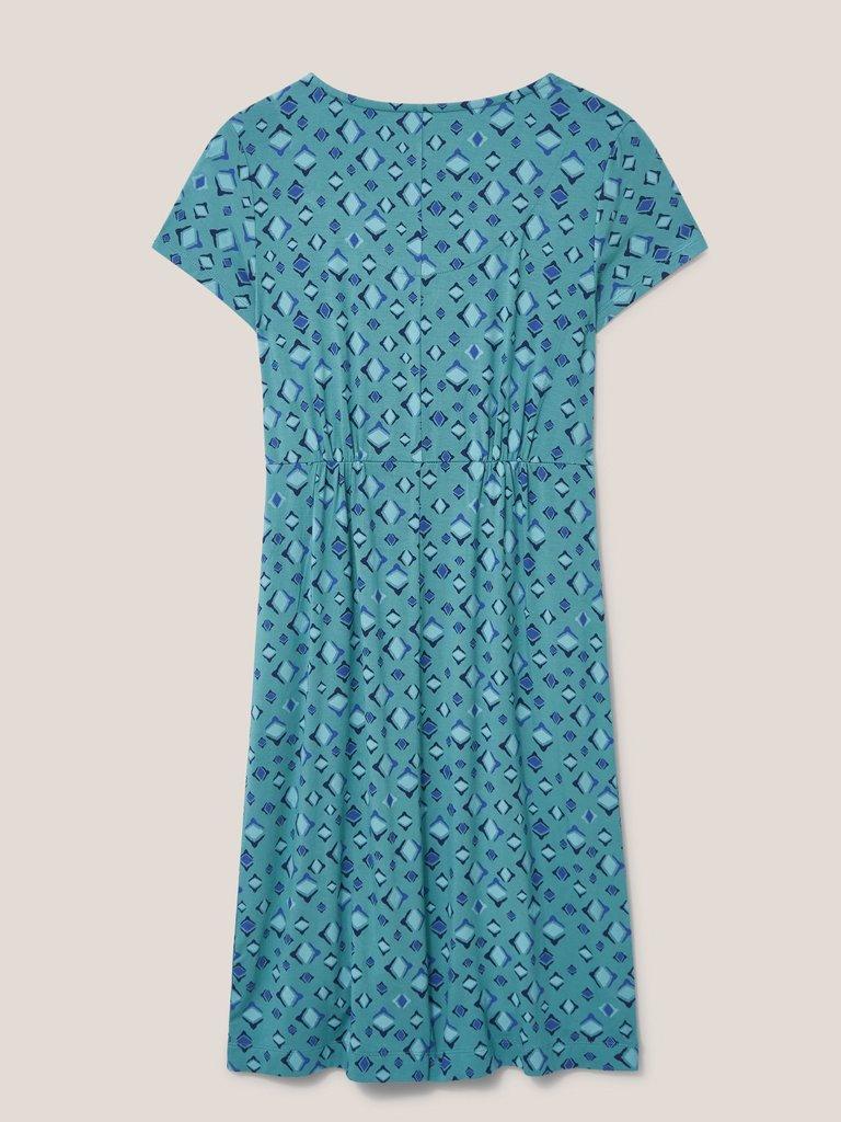 Tallie Jersey Dress in TEAL MLT - FLAT BACK