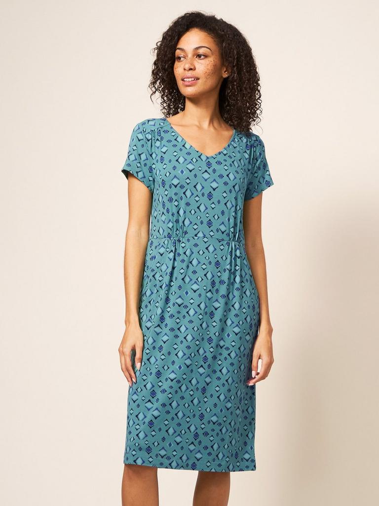 Tallie Jersey Dress in TEAL MLT - LIFESTYLE