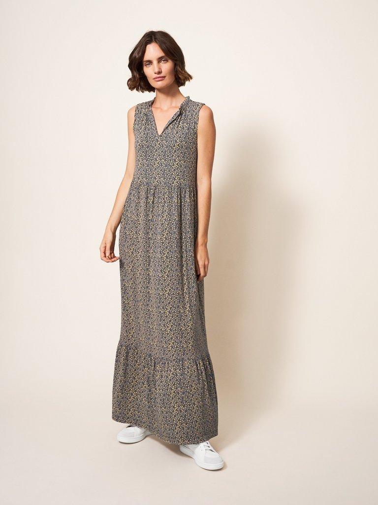 Sonia Maxi Dress Jersey in GREY MULTI | White Stuff