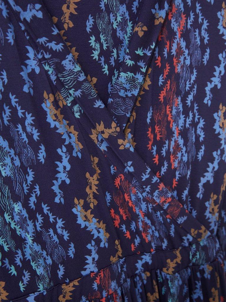 Zena Jersey Wrap Dress in NAVY MULTI - FLAT DETAIL