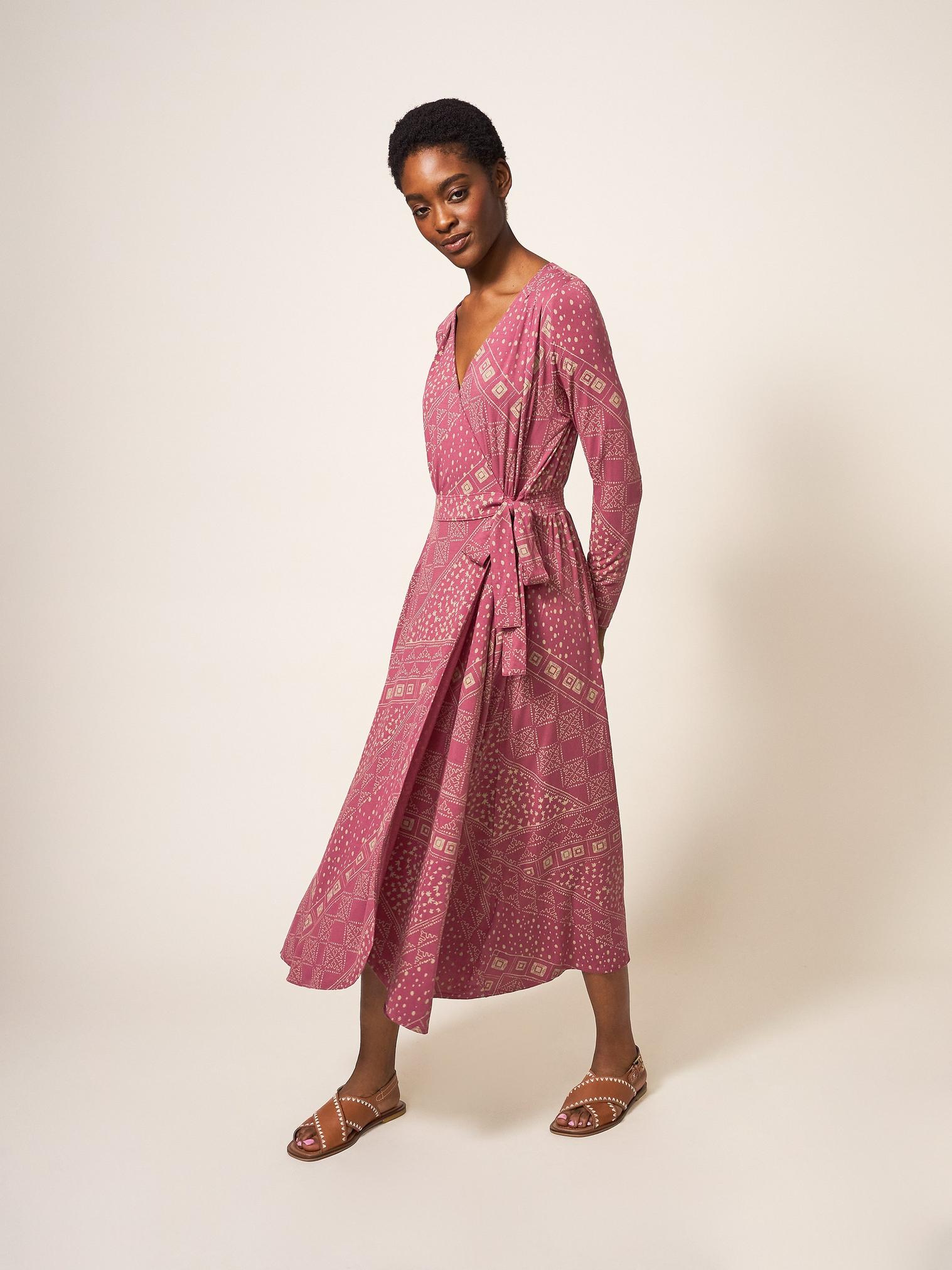 Rose Eco Vero Wrap Dress in PLUM MLT - LIFESTYLE