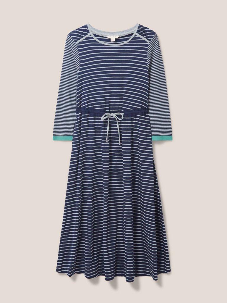 Nuelle Jersey Dress in NAVY MULTI - FLAT FRONT