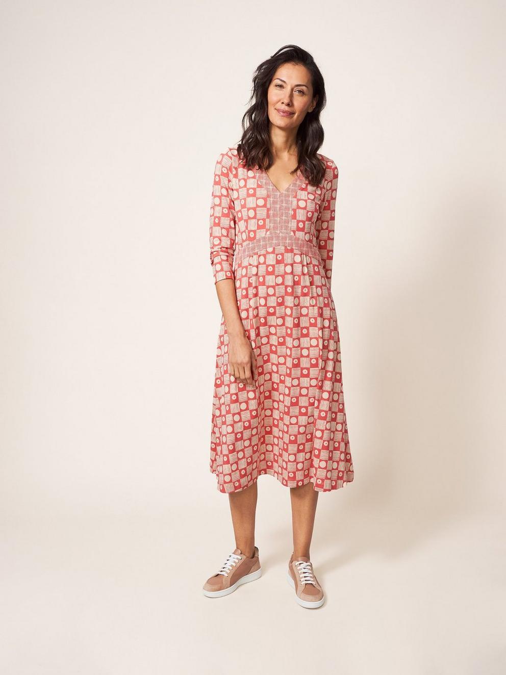 Esme Jersey Midi Dress in RED MLT - LIFESTYLE