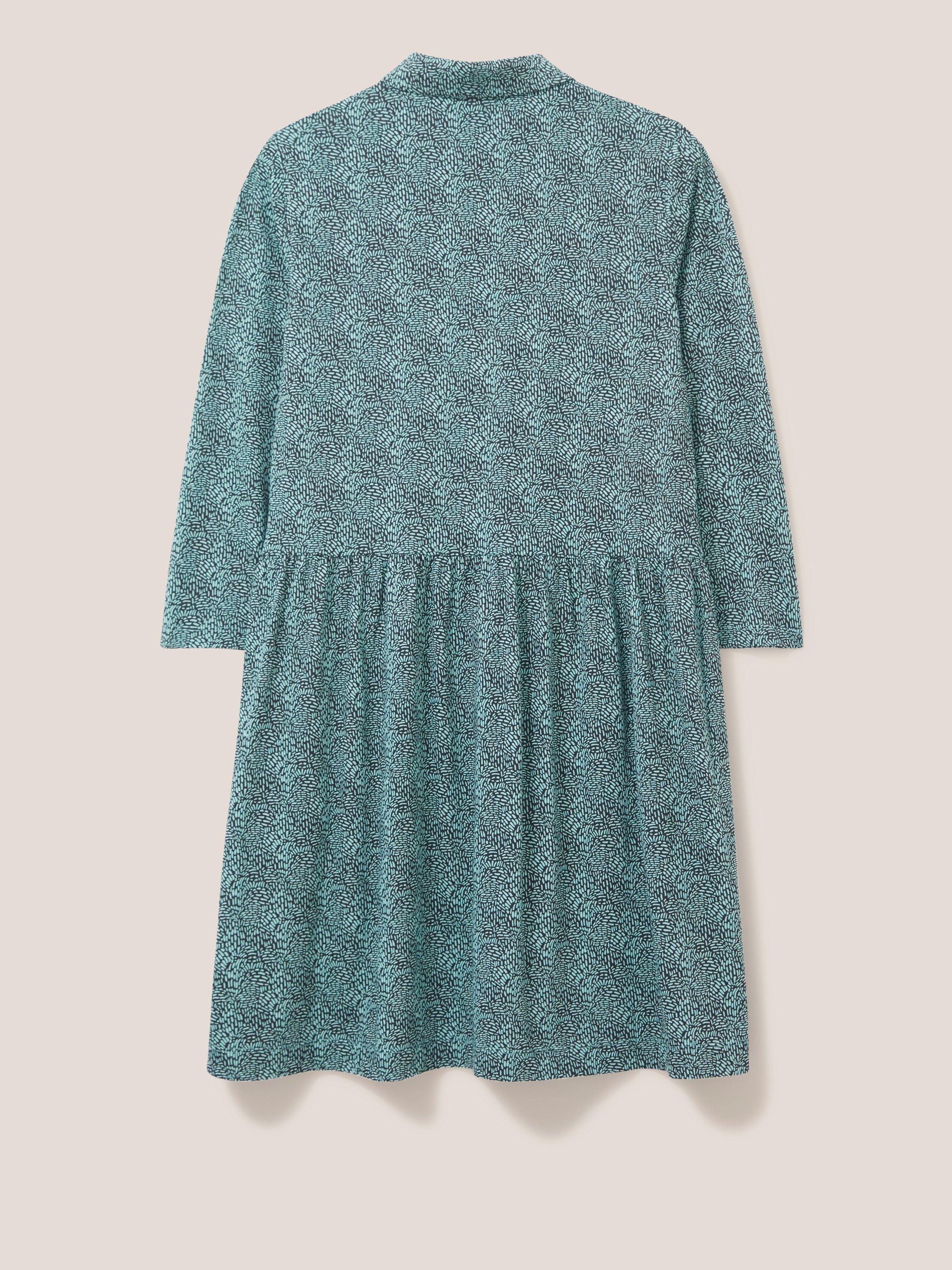 Everly Jersey Dress in TEAL MLT - FLAT BACK