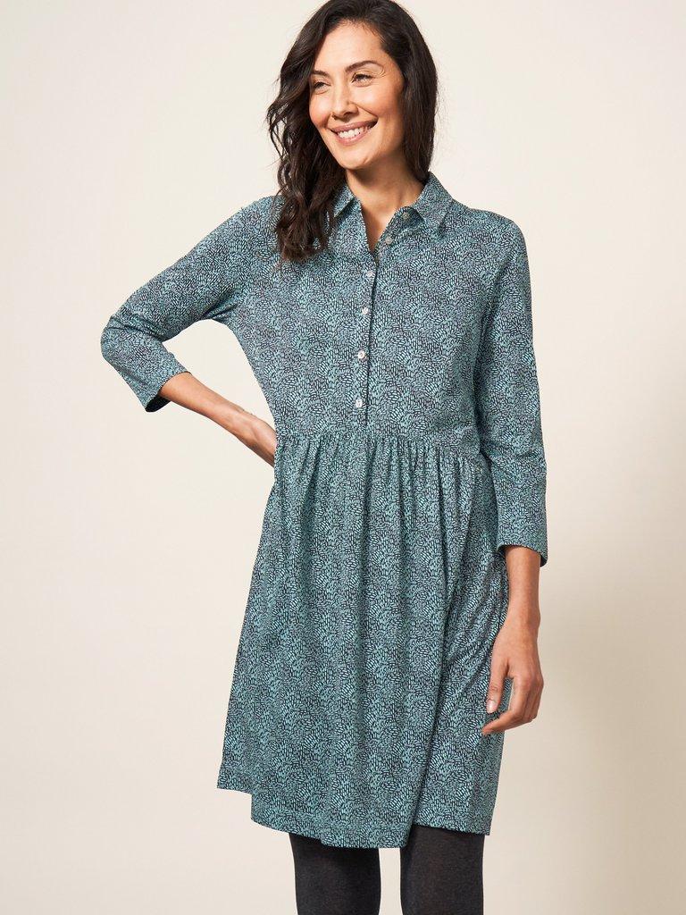 Everly Jersey Dress in TEAL MULTI | White Stuff