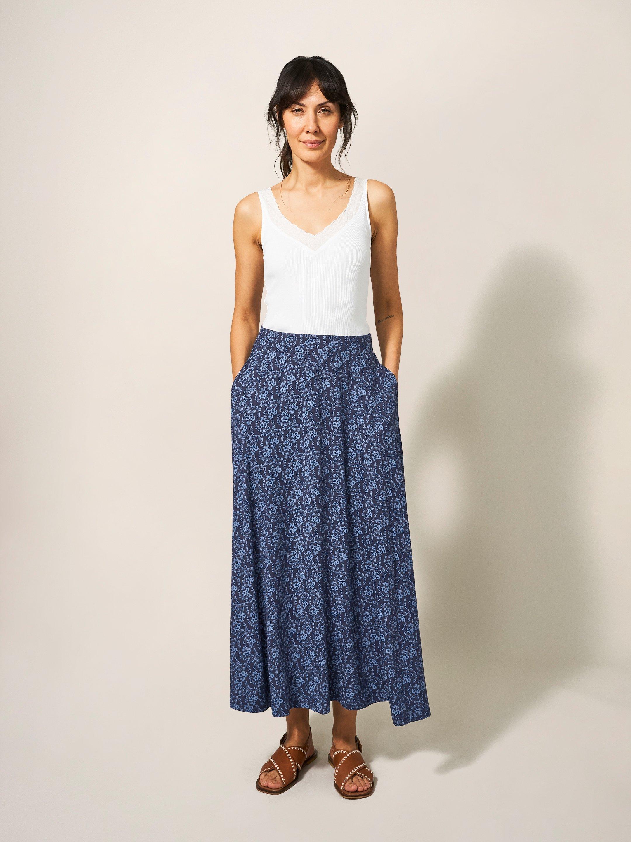 Jada Eco Vero Maxi Skirt in NAVY PR - MODEL FRONT