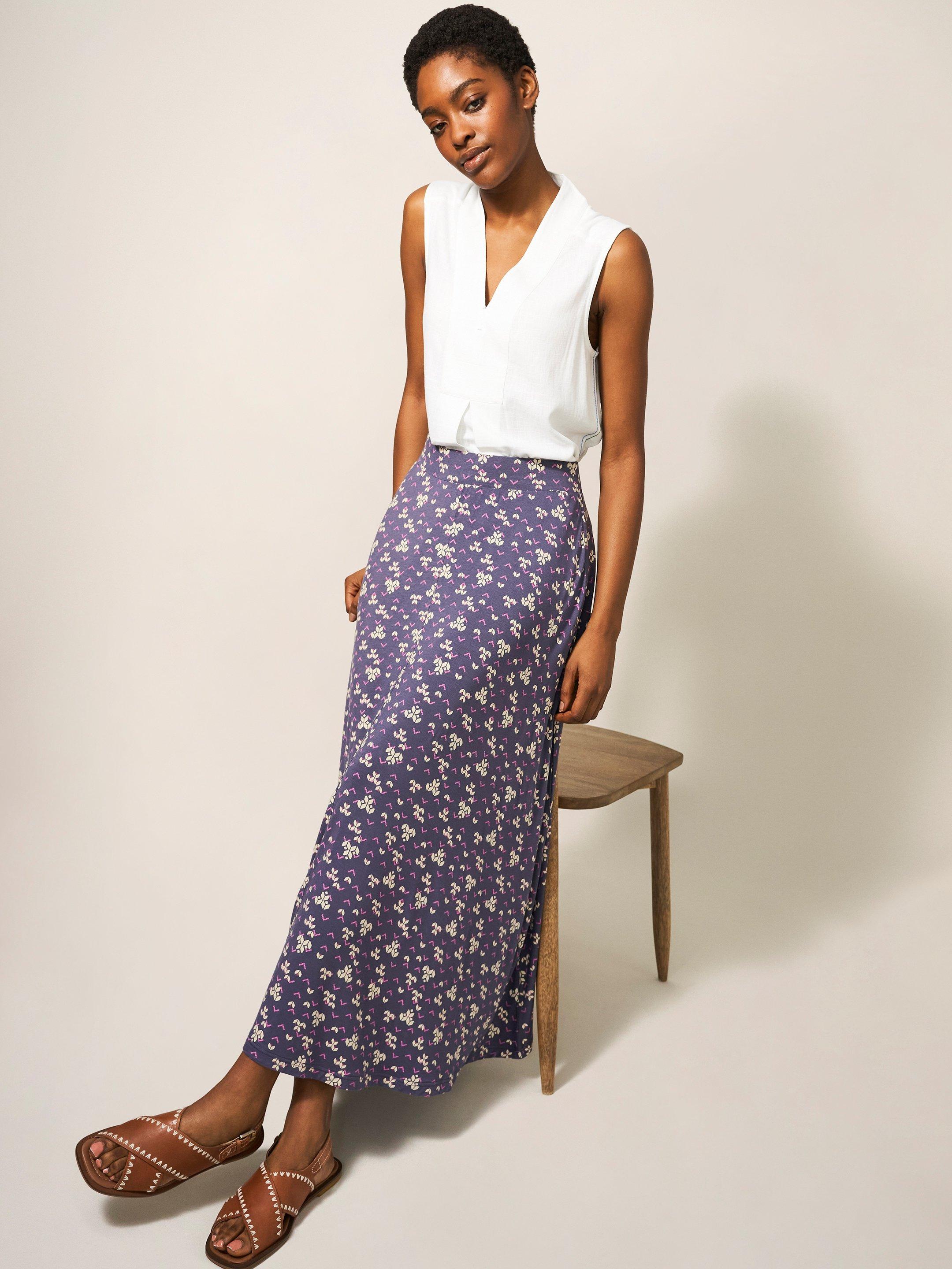 Jada Eco Vero Maxi Skirt in PURPLE MULTI White Stuff