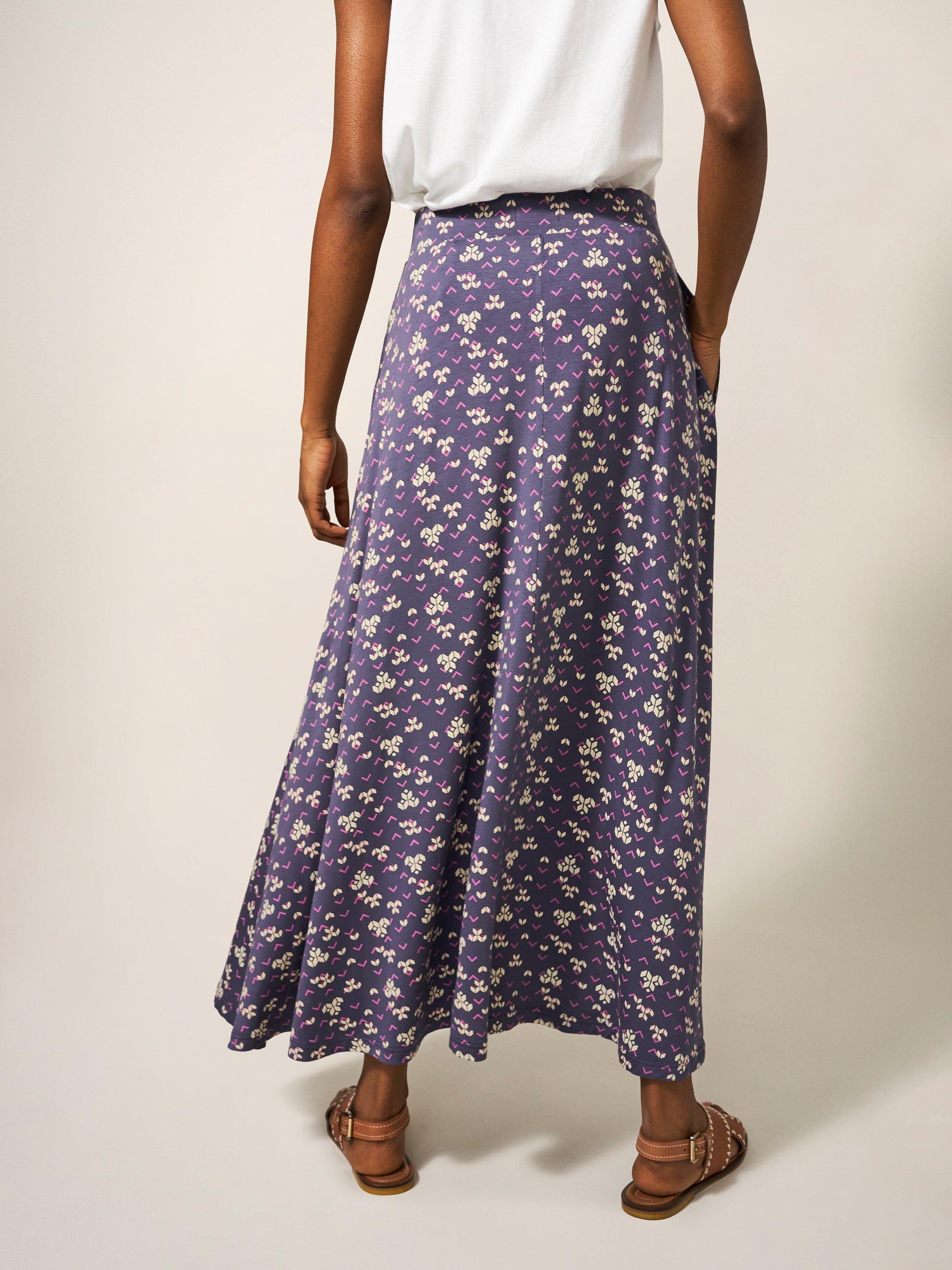 Jada Eco Vero Maxi Skirt in PURPLE MLT - MODEL BACK