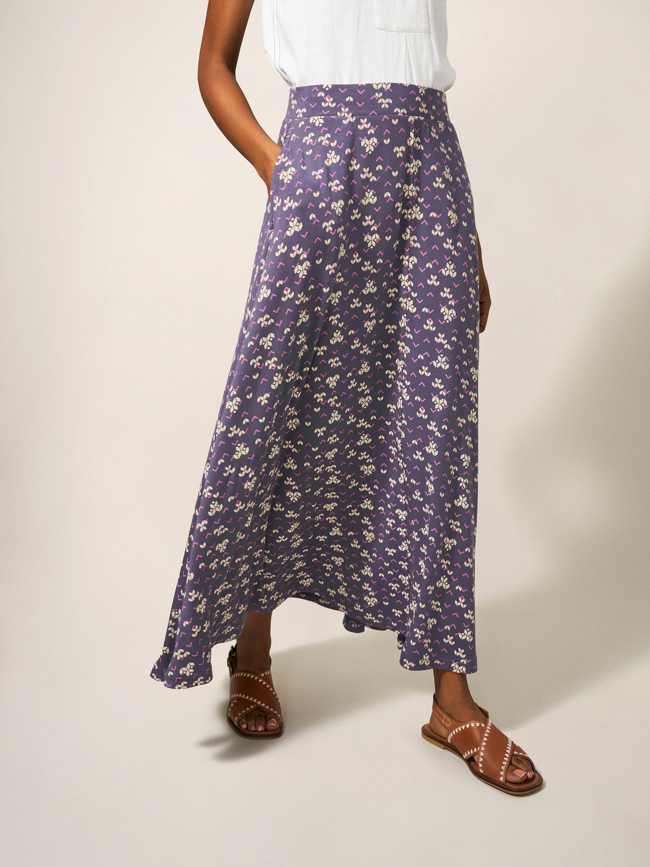 Jada Eco Vero Maxi Skirt in PURPLE MLT - MODEL FRONT