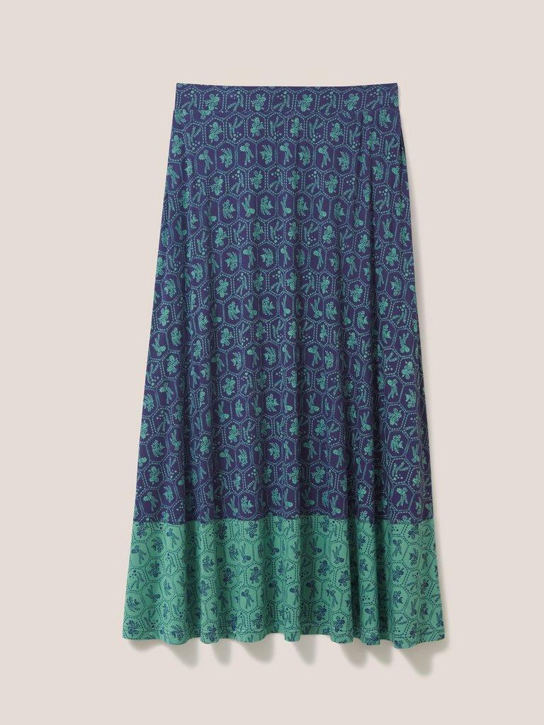 Jada Eco Vero Maxi Skirt in TEAL MLT - FLAT BACK