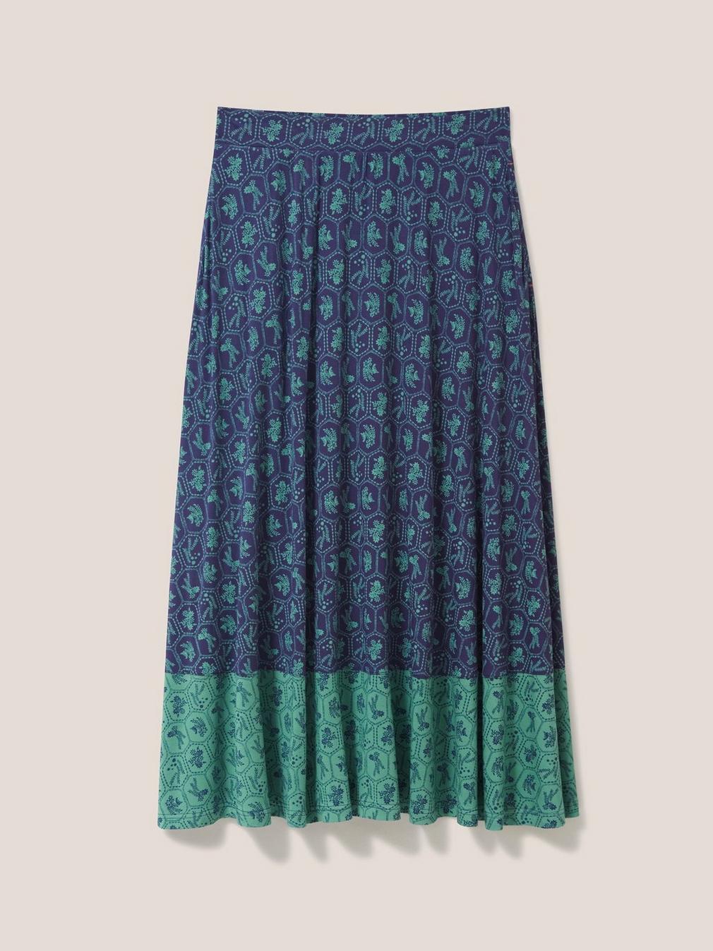 Jada Eco Vero Maxi Skirt in TEAL MLT - FLAT FRONT