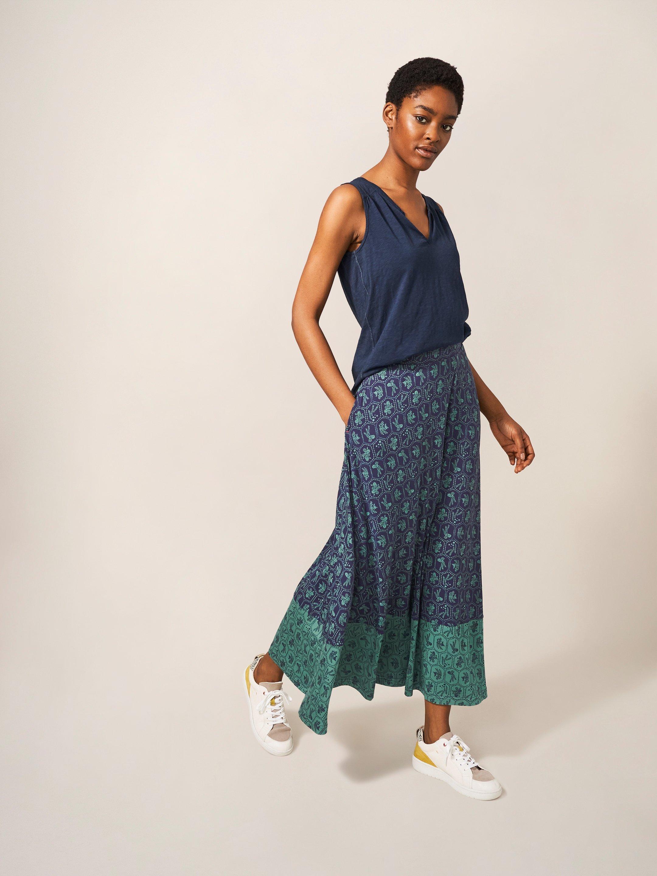 Jada Eco Vero Maxi Skirt in TEAL MULTI | White Stuff