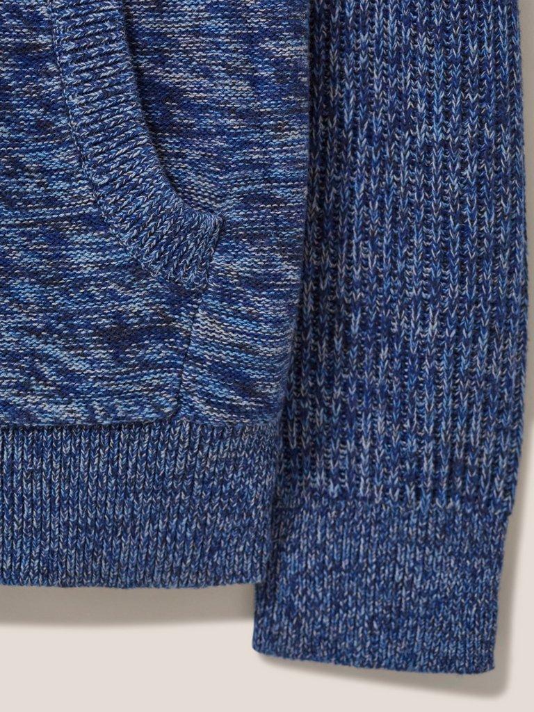 Lakewood Zip Neck Jumper in CHAMB BLUE - FLAT DETAIL