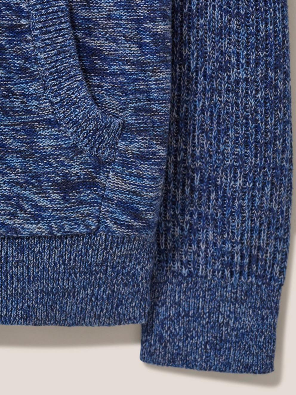 Lakewood Zip Neck Jumper in CHAMB BLUE - FLAT DETAIL