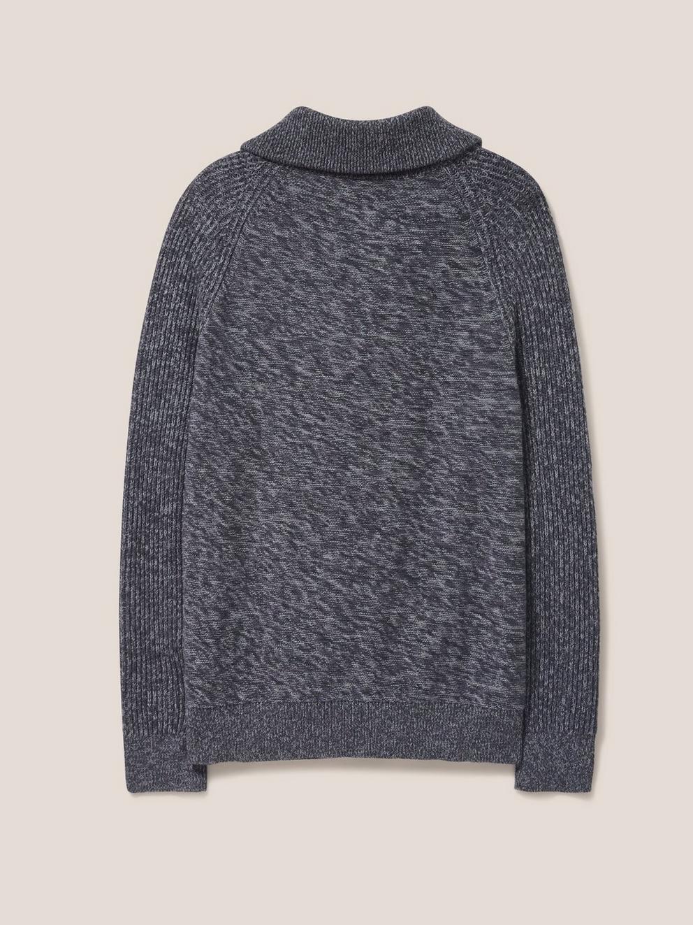 Lakewood Zip Neck Jumper in DARK GREY - FLAT BACK