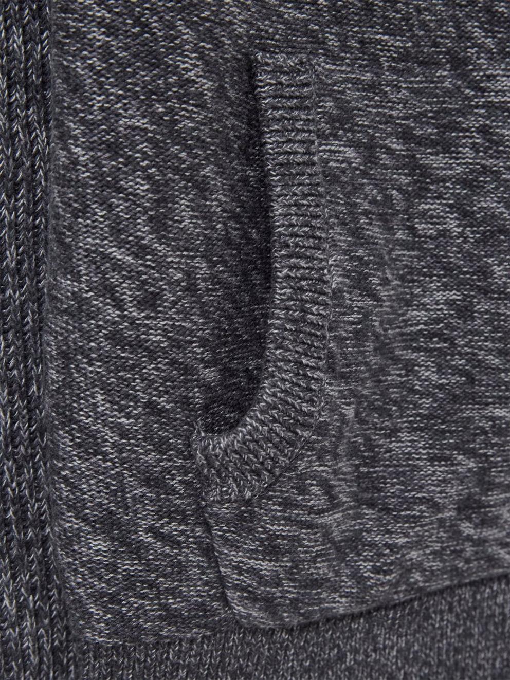 Lakewood Zip Neck Jumper in DARK GREY - FLAT DETAIL