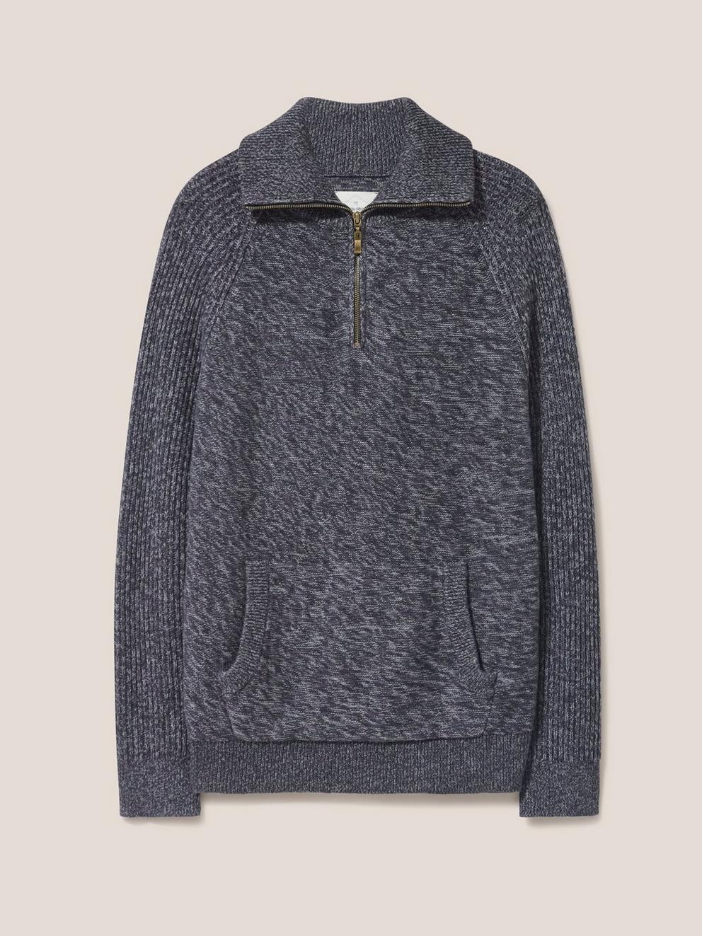 Lakewood Zip Neck Jumper in DARK GREY - FLAT FRONT