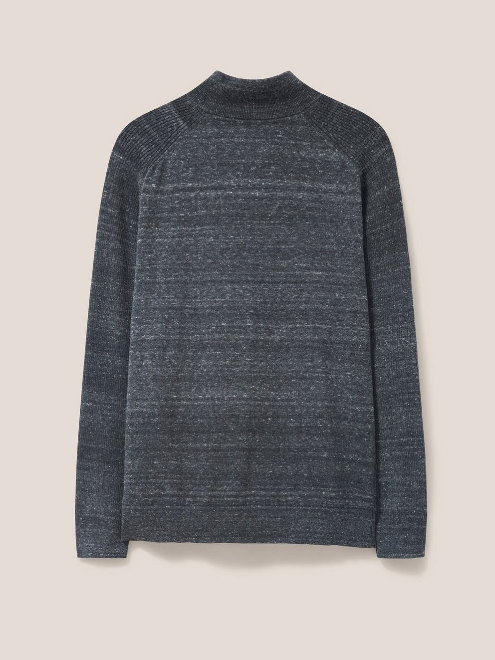 Barmouth Zip Neck Jumper in DARK GREY - FLAT BACK