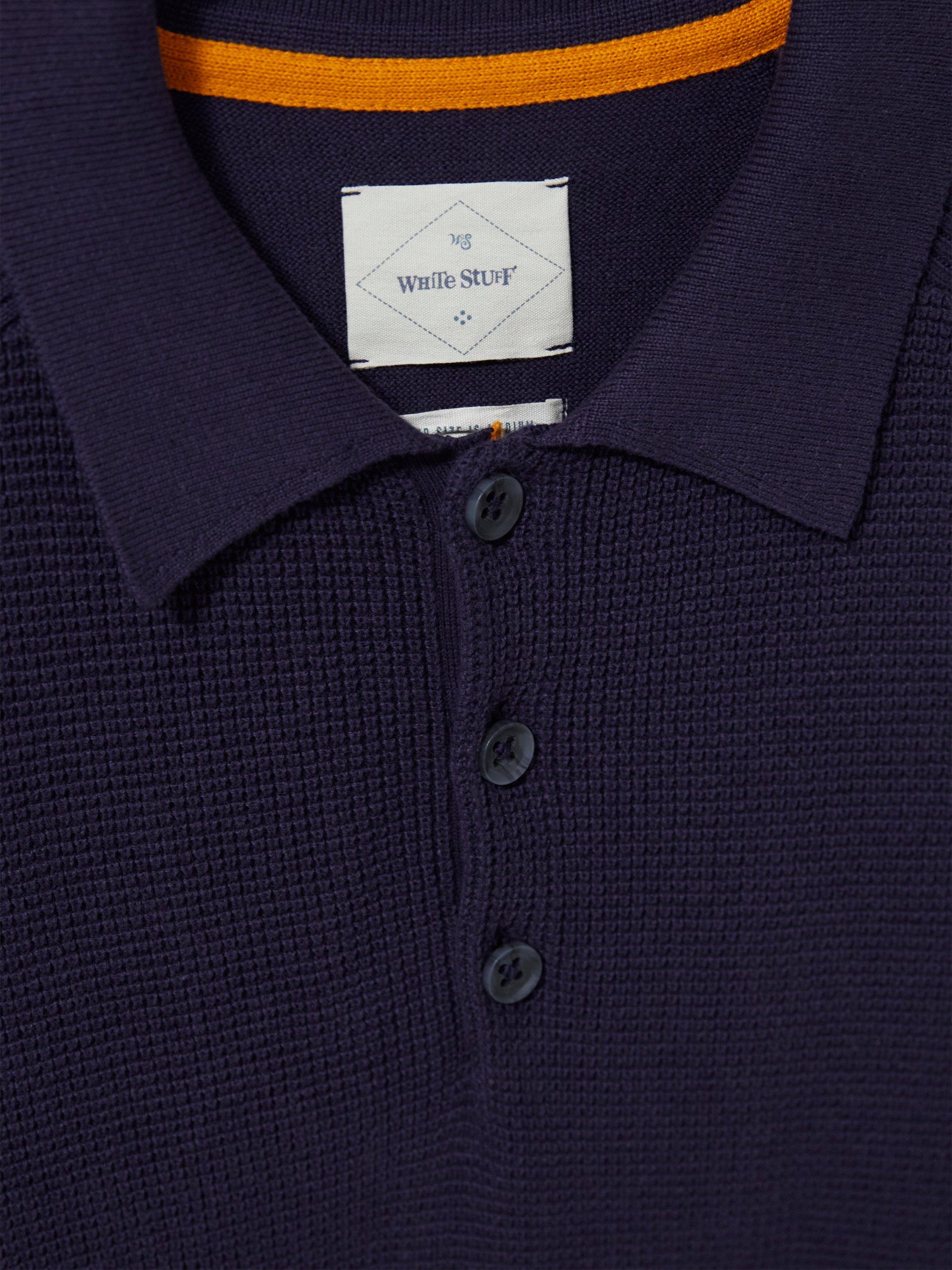 Barmouth Short Sleeve Polo in DARK NAVY - FLAT DETAIL