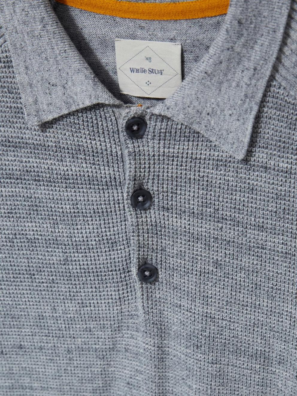 Barmouth Short Sleeve Polo in GREY MARL - FLAT DETAIL