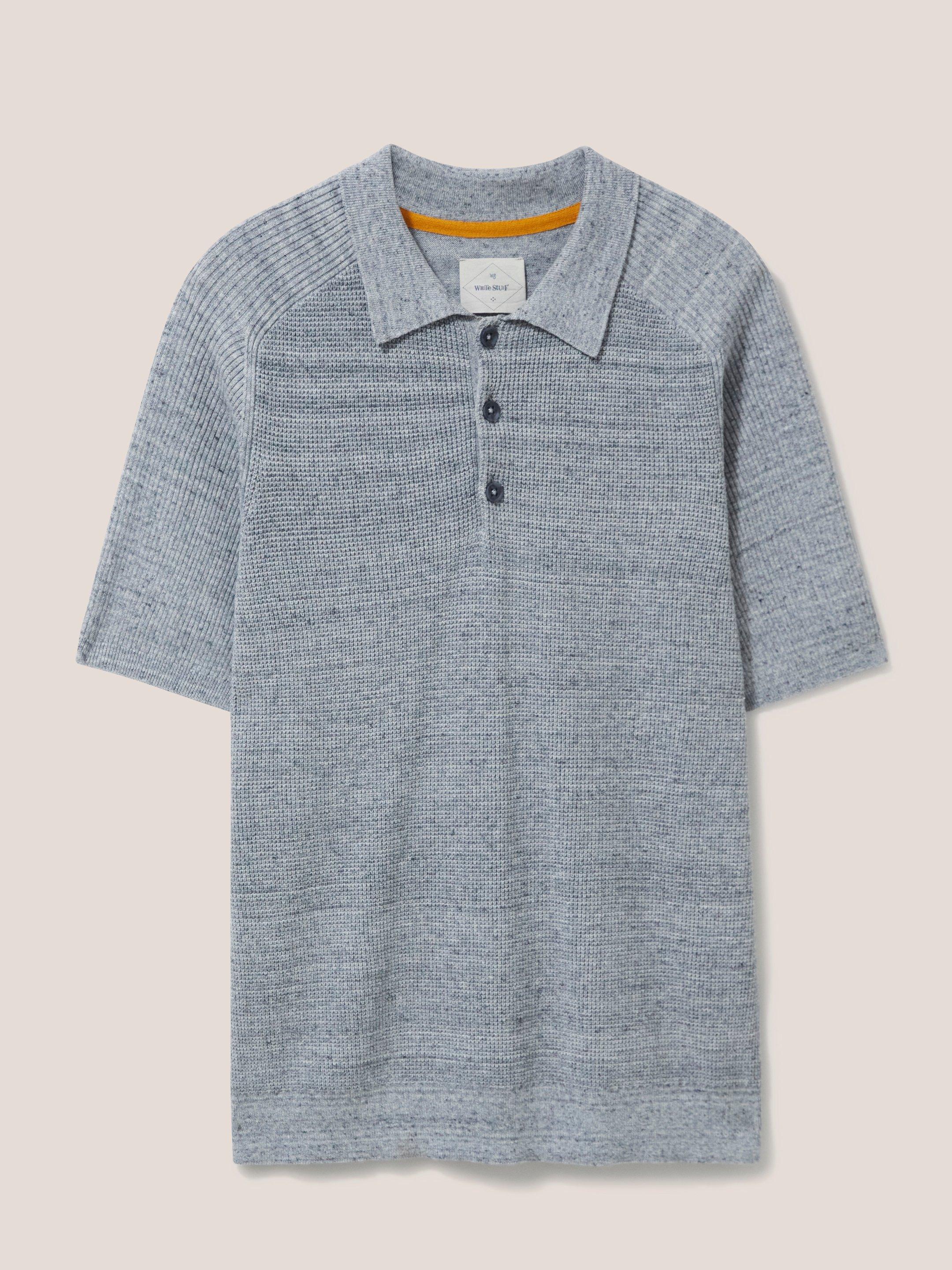 Barmouth Short Sleeve Polo in GREY MARL - FLAT FRONT