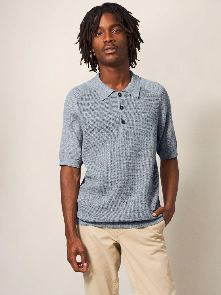 Barmouth Short Sleeve Polo in GREY MARL - MODEL FRONT