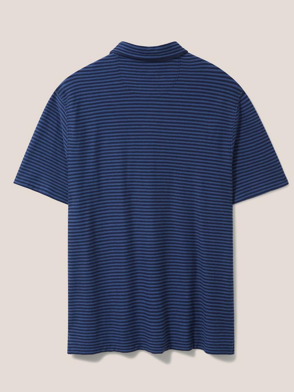 Burston Striped SS Polo in DARK NAVY - FLAT BACK