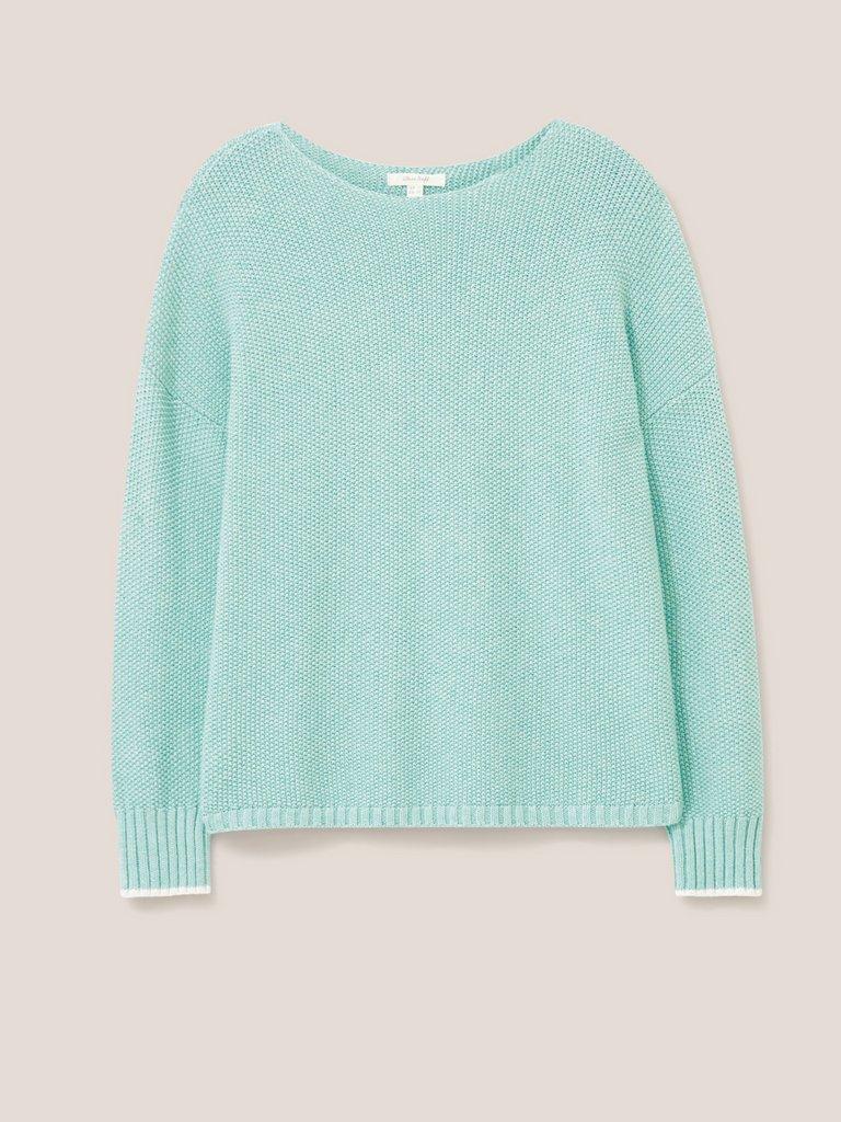 Southbank Knitted Jumper in LGT TEAL - FLAT FRONT