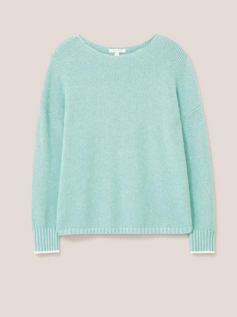 Southbank Knitted Jumper in LGT TEAL - FLAT FRONT