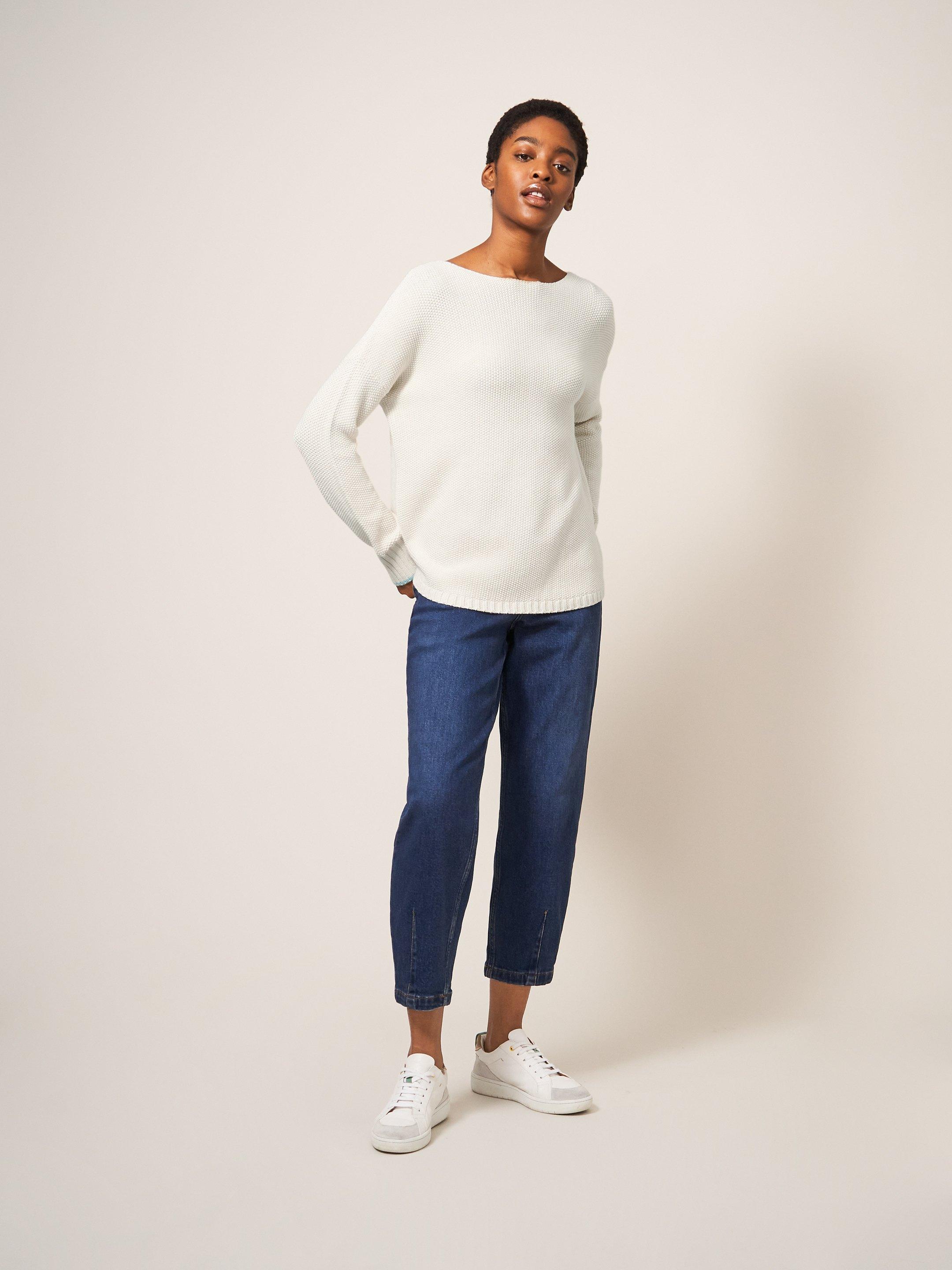 Southbank Knitted Jumper in PALE IVORY - MODEL FRONT