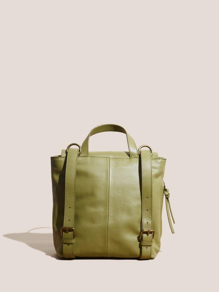 Lily Twist Lock Backpack in MID GREEN - FLAT BACK