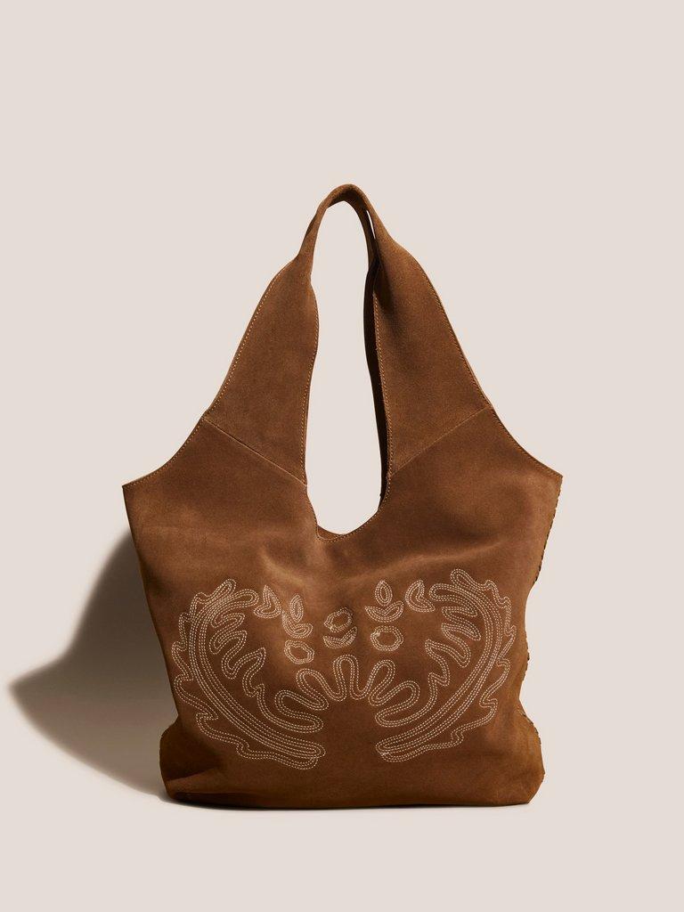 Embroidered Slouch Tote in TAN MULTI - LIFESTYLE