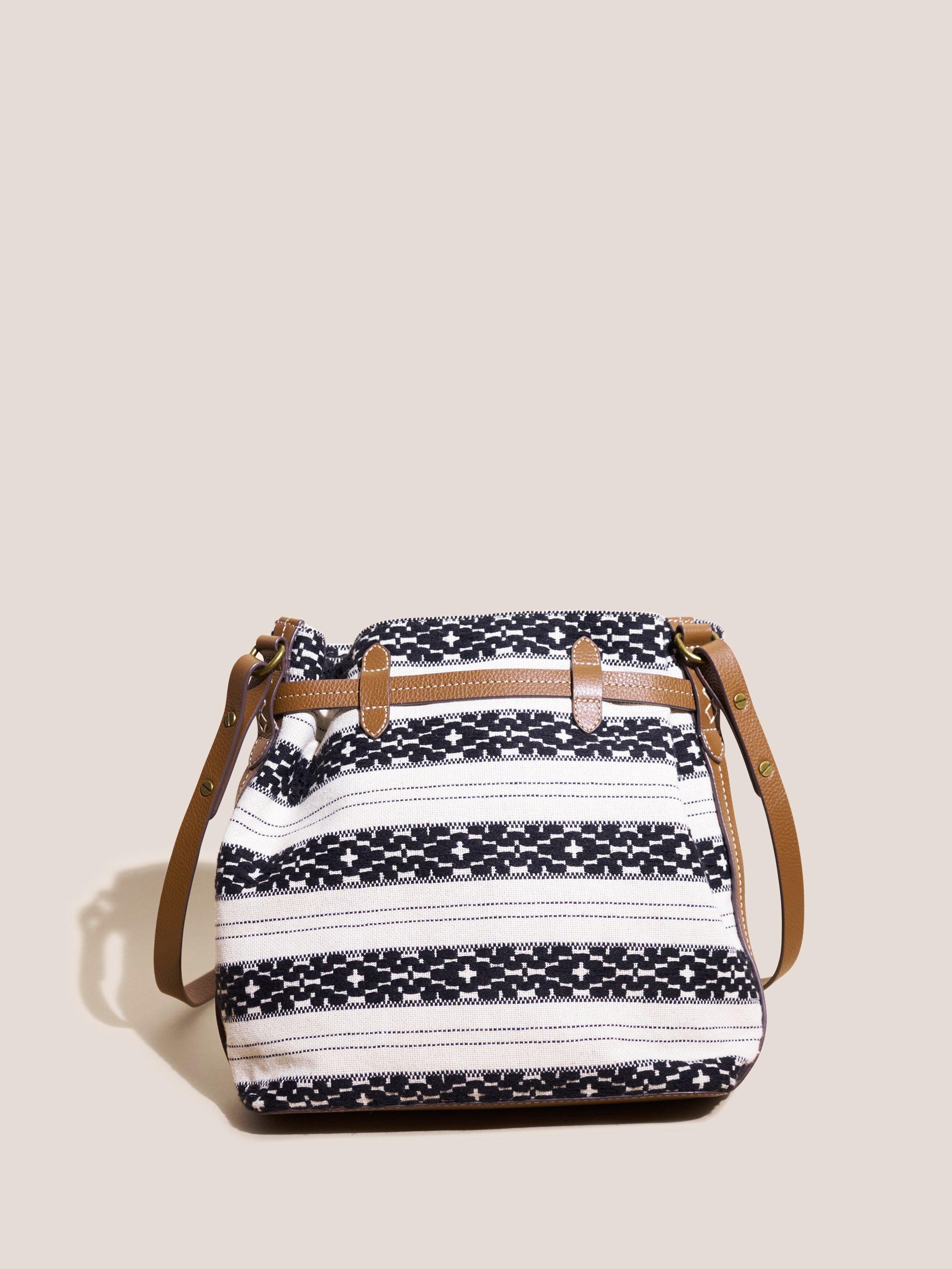 Bonnie Fabric Bucket Bag in TAN MULTI - FLAT BACK