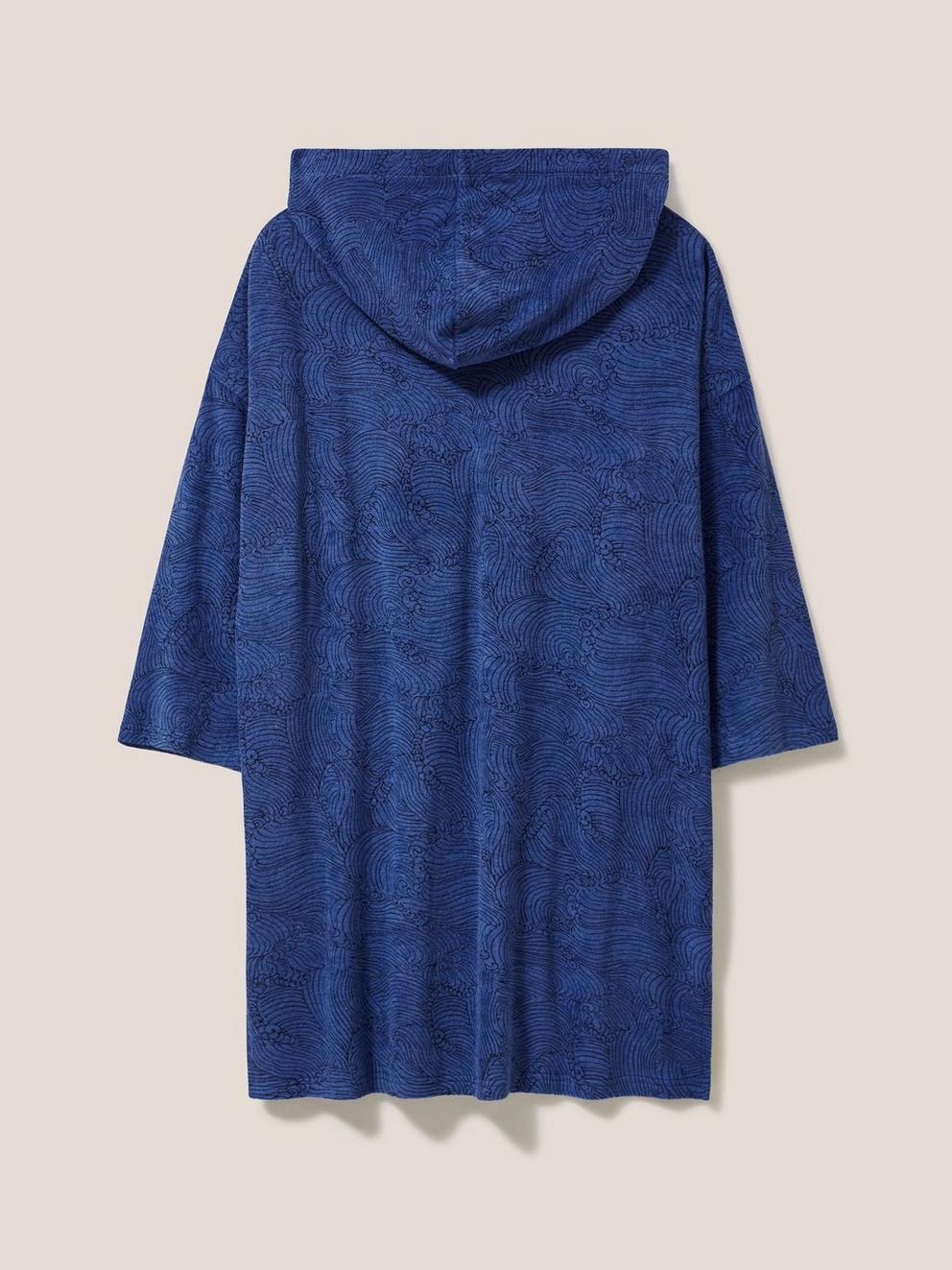 Karla Towelling Robe in NAVY PR - FLAT BACK