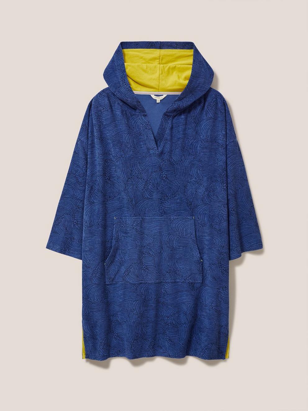 Karla Towelling Robe in NAVY PR - FLAT FRONT