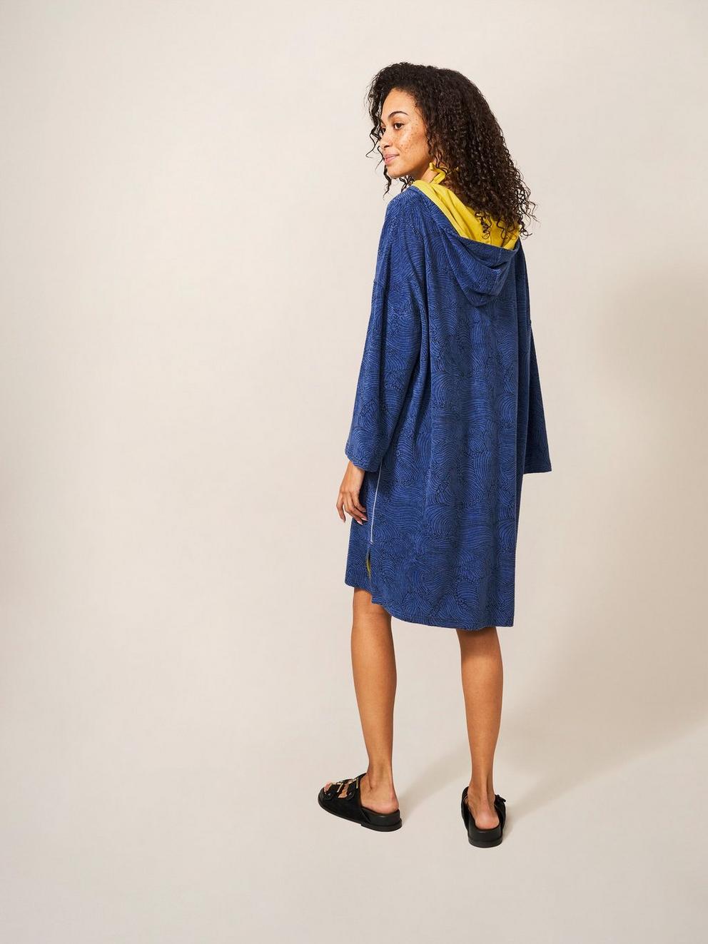 Karla Towelling Robe in NAVY PR - MODEL BACK