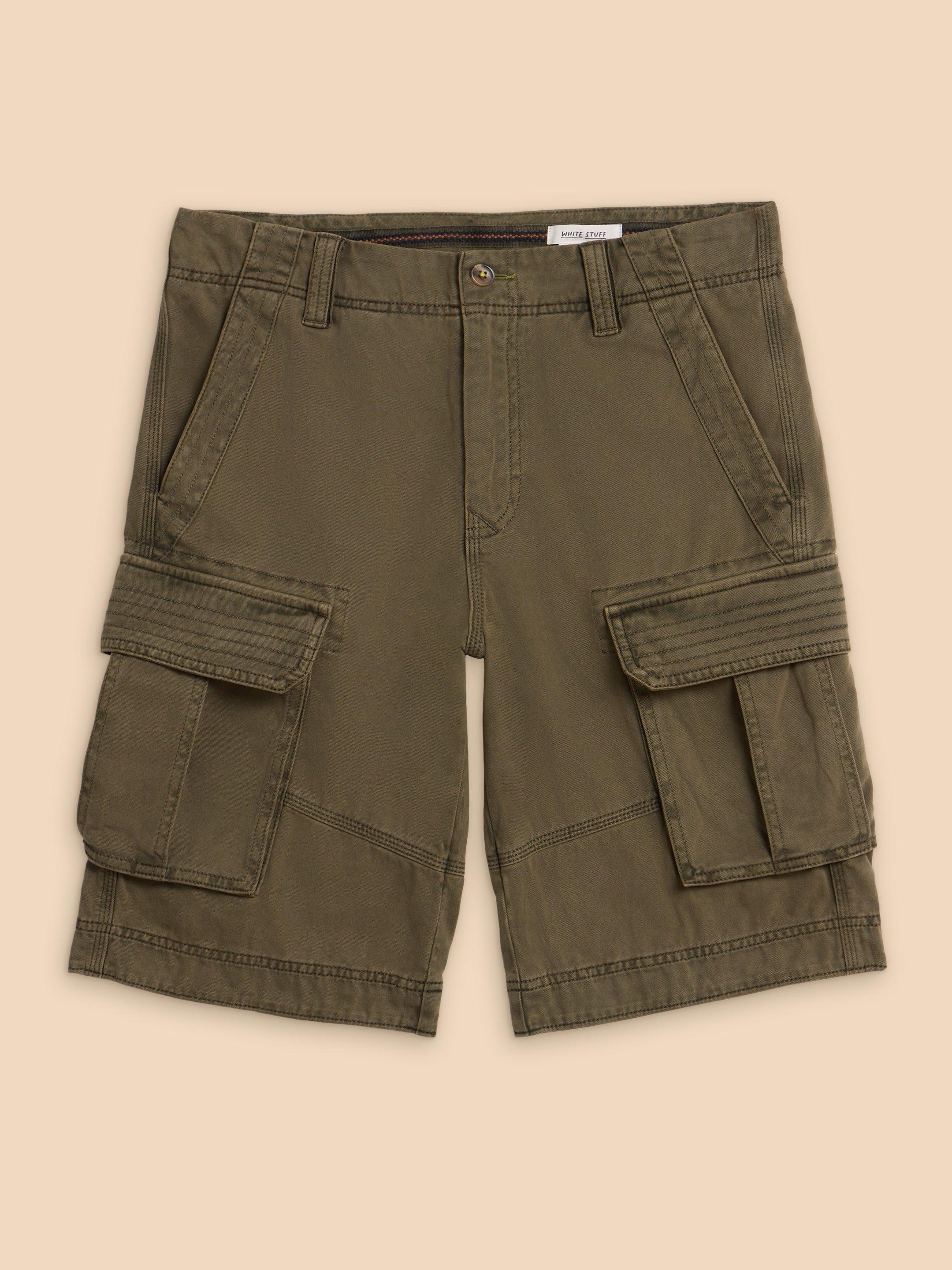 Halsall Organic Cargo Short in KHAKI GRN - FLAT FRONT