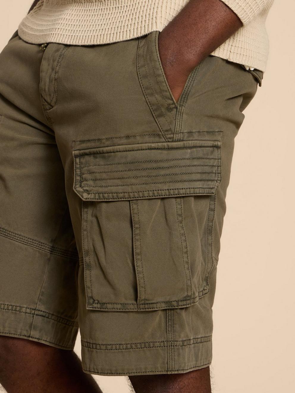 Halsall Organic Cargo Short in KHAKI GRN - MODEL FRONT